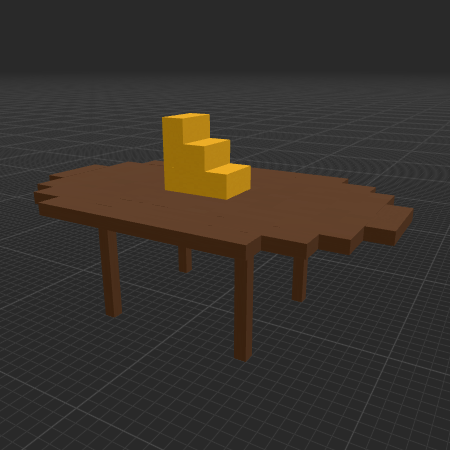 Table with a piece of cheese