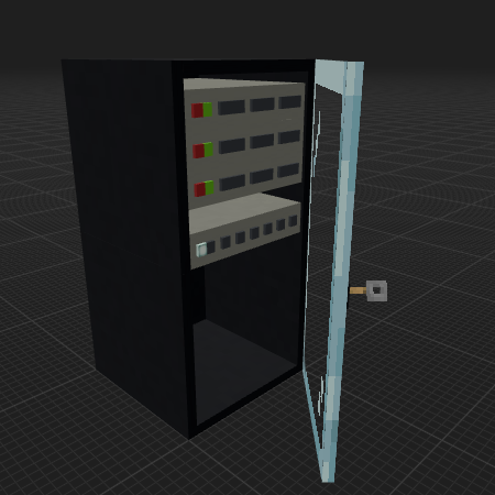 Open Server Rack with servers