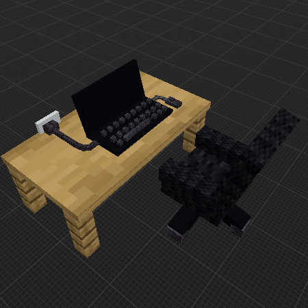 A computer with a desk