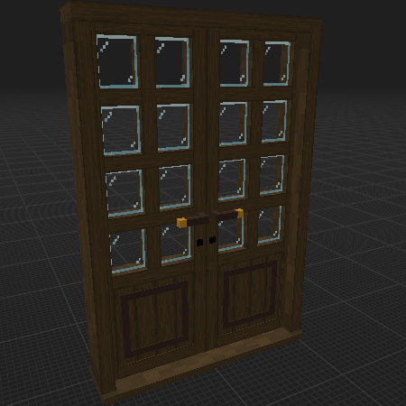 Porte vitrée double en bois rectangulaire
