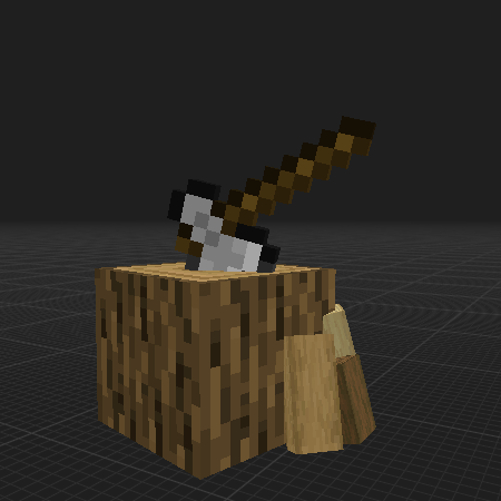 A stump of firewood and an axe